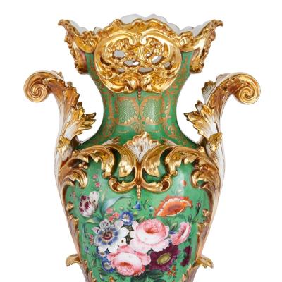 Pair of Large Rococo Porcelain Vases with Painted Madonnas