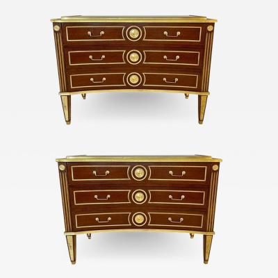 Pair of Large Russian Neoclassical Style Inverted Front Commodes Chests