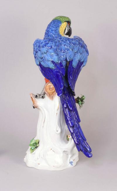 Pair of Large Samson Porcelain Parrots 20th c 