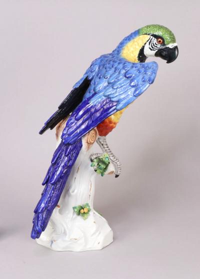 Pair of Large Samson Porcelain Parrots 20th c 