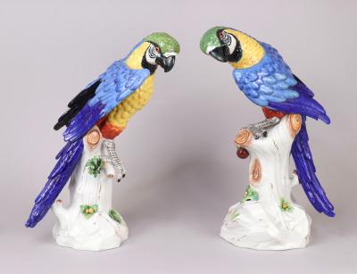 Pair of Large Samson Porcelain Parrots 20th c 