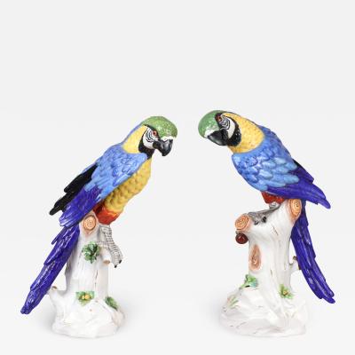 Pair of Large Samson Porcelain Parrots 20th c 