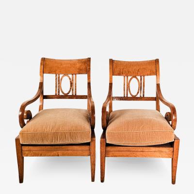 Pair of Large Satin Birch Biedermeier Chairs circa 1820