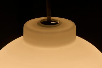 Pair of Large Sculptural Mid Century Pendant Lamps in Opaline Glass 1960