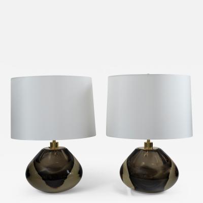 Pair of Large Sommerso Pear Shaped Globe Lamps Contemporary