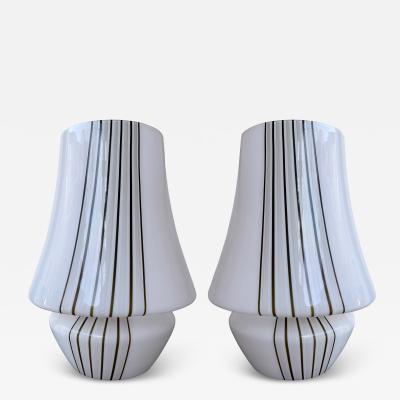 Pair of Large Stripe Murano Glass Lamps Italy 1970s