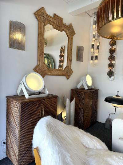 Pair of Large Style Spot Lamps White Lacquer Metal Italy 1970s