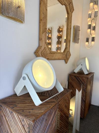 Pair of Large Style Spot Lamps White Lacquer Metal Italy 1970s