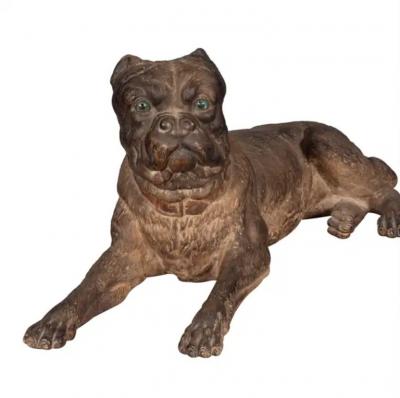 Pair of Large Terracotta Mastiff Dogs