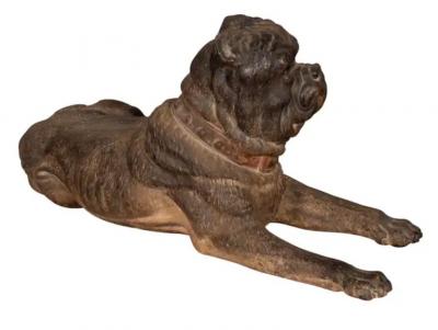 Pair of Large Terracotta Mastiff Dogs