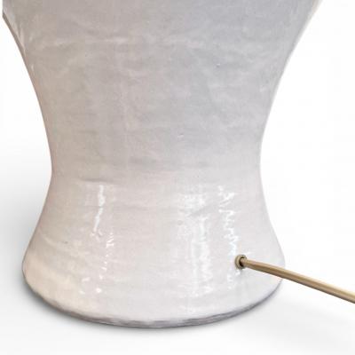 Pair of Large White Stoneware Table Lamps