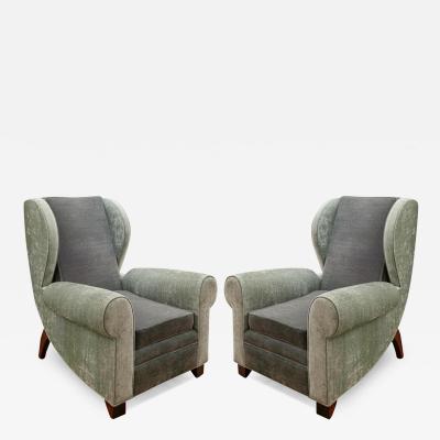 Pair of Large and Elegant French Art Deco Wing Chairs 1930s