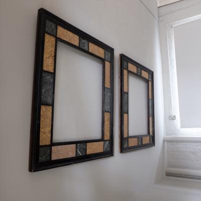 Pair of Large c 1900 Ebonised Mirror Frames with Inset Marble to repair Spain