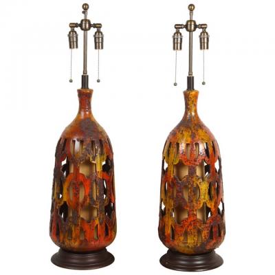 Pair of Large ceramic Lamps