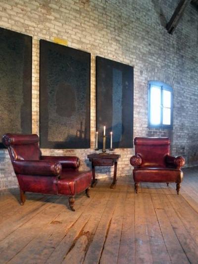 Pair of Large early 20th century English Leather Club or library Chairs