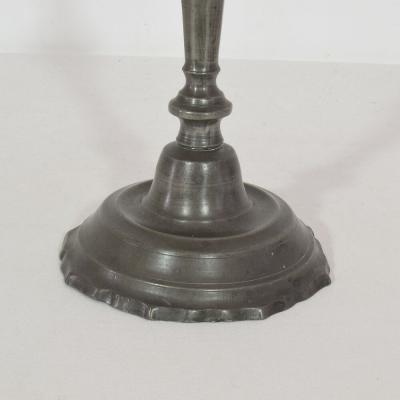 Pair of Late 18th Century French Neoclassical Pewter Candleholders