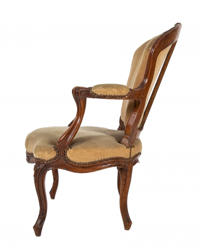 Pair of Late 18th Century Louis XV Carved Walnut Fauteuils