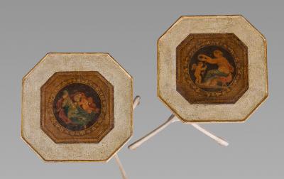 Pair of Late 18th Century White Painted and Parcel Gilt Candle Stands