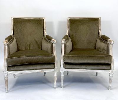Pair of Late 19th Century French Louis XVI Painted Armchairs