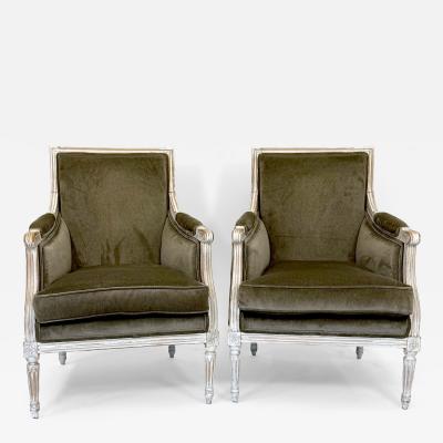 Pair of Late 19th Century French Louis XVI Painted Armchairs