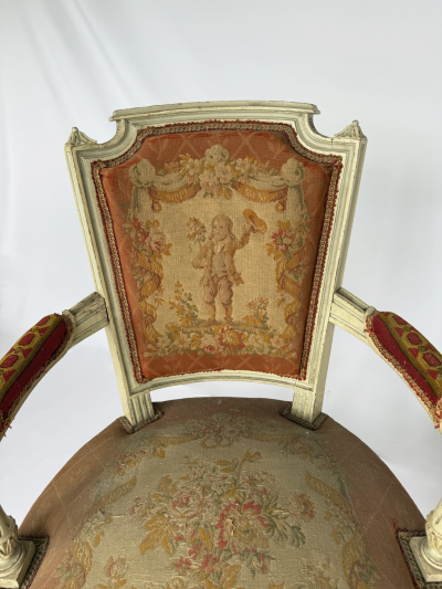 Pair of Late 19th Century Louis XVI Style Armchairs from Matching Parlor Suite