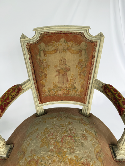 Pair of Late 19th Century Louis XVI Style Armchairs from Matching Parlor Suite