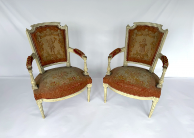 Pair of Late 19th Century Louis XVI Style Armchairs from Matching Parlor Suite