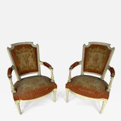Pair of Late 19th Century Louis XVI Style Armchairs from Matching Parlor Suite