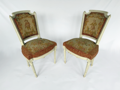 Pair of Late 19th Century Louis XVI Style Side Chairs from Matching Parlor Suite