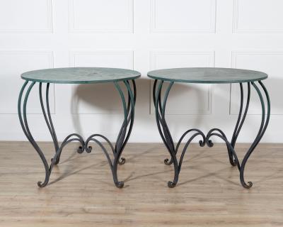 Pair of Late 19th Early 20th Century Lacquered Iron Round Tables