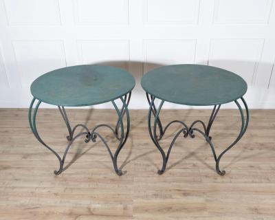 Pair of Late 19th Early 20th Century Lacquered Iron Round Tables