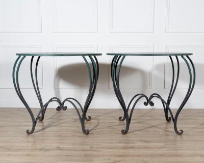 Pair of Late 19th Early 20th Century Lacquered Iron Round Tables