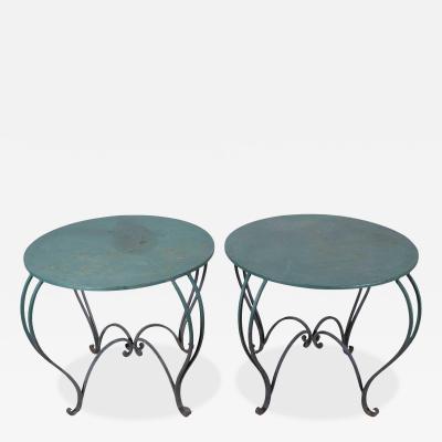 Pair of Late 19th Early 20th Century Lacquered Iron Round Tables