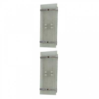Pair of Late Art Deco Glass and Nickel Wall Lights France