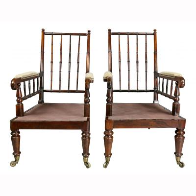 Pair of Late Regency Rosewood Armchairs