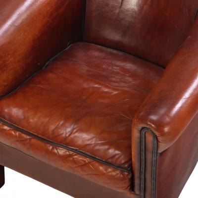 Pair of Leather Art Deco Style Dutch Club Chairs C 1960