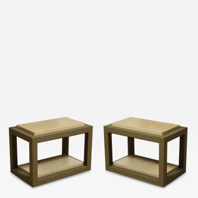 Pair of Leather Clad Side Tables