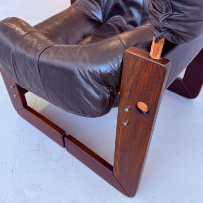 Pair of Leather Lounge Chairs by Percival Lafer Brazil 1970s