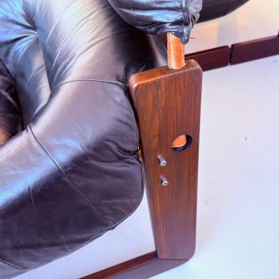 Pair of Leather Lounge Chairs by Percival Lafer Brazil 1970s
