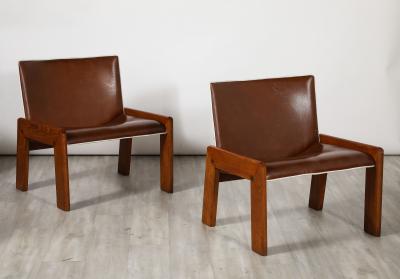 Pair of Leather Side Chairs by B T Salotti Italy circa 1970