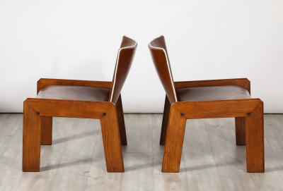 Pair of Leather Side Chairs by B T Salotti Italy circa 1970