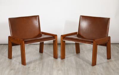 Pair of Leather Side Chairs by B T Salotti Italy circa 1970
