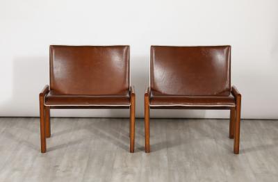 Pair of Leather Side Chairs by B T Salotti Italy circa 1970