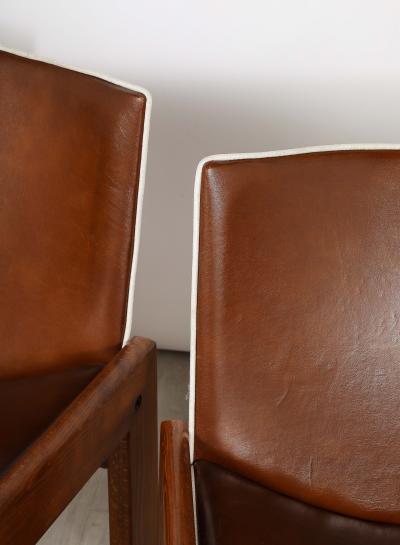 Pair of Leather Side Chairs by B T Salotti Italy circa 1970