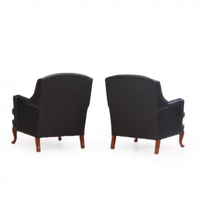 Pair of Leather Upholstered Club Chairs C 1950
