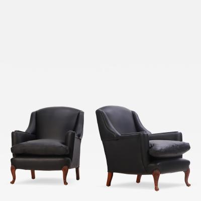 Pair of Leather Upholstered Club Chairs C 1950