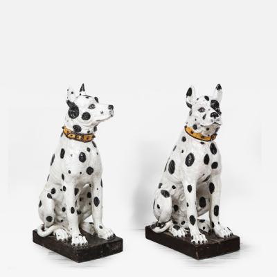 Pair of Life size Italian Black and White Great Dane Dog Sculptures