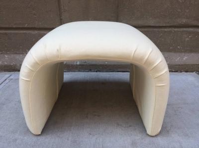 Pair of Linen Waterfall Upholstered Benches