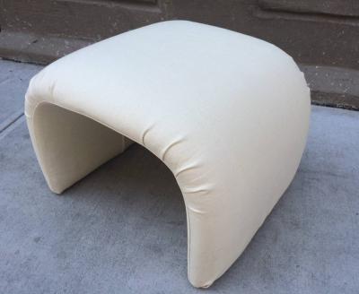 Pair of Linen Waterfall Upholstered Benches