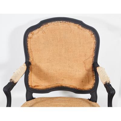 Pair of Louie XV Style Chairs in Matt Black